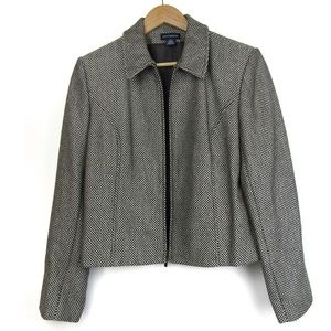 Ann Taylor 100% Wool Jacket Herringbone Pattern 14